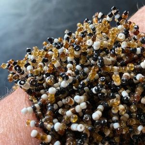 Hippy/Boho Bracelet/Cuff With ‘Y’ Shaped Stand-up Small Glass ‘Dreads’